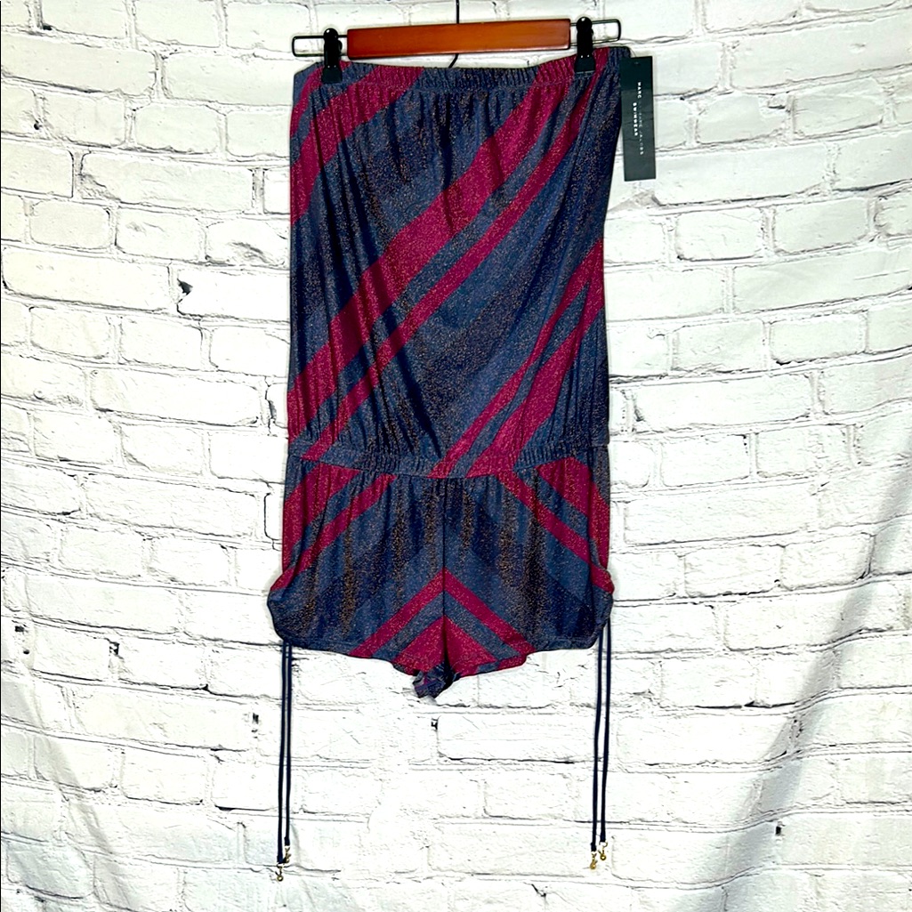 Marc By Marc Jacobs Swimwear Metallic Blue Red Strapless Cover-Up Romper